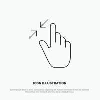 Contract Gestures Interface Pinch Touch Line Icon Vector