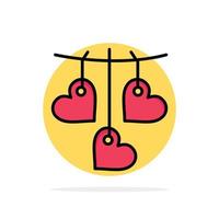 Heart Valentine Love Hanging Abstract Circle Background Flat color Icon vector