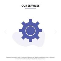 Our Services Setting Gear Interface User Solid Glyph Icon Web card Template vector