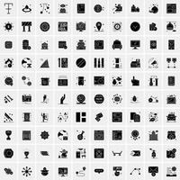 100 iconos universales de línea negra sobre fondo blanco vector