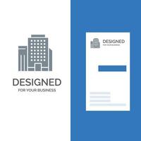 Office Building Job Grey Logo Design and Business Card Template vector