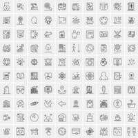 Pack of 100 Universal Line Icons for Mobile and Web vector