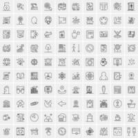 paquete de 100 iconos de líneas universales para móviles y web vector