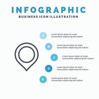 icono de línea de marca de marcador de mapa de ubicación con fondo de infografía de presentación de 5 pasos vector