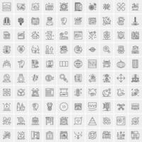 Pack of 100 Universal Line Icons for Mobile and Web vector