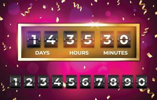 Countdown Clock Template With Gold Frame vector