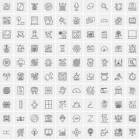 paquete de 100 iconos de líneas universales para móviles y web vector