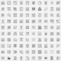 Pack of 100 Universal Line Icons for Mobile and Web vector