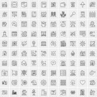 paquete de 100 iconos de líneas universales para móviles y web vector