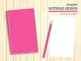 Template of notebook cover and papers. vector