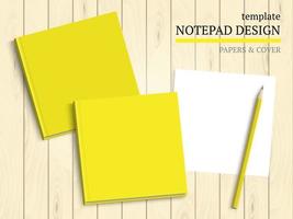 Template of notebook cover and papers. vector