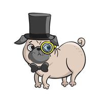 pug lindo aislado sobre fondo blanco. vector