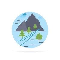 rocks tree hill mountain nature Flat Color Icon Vector