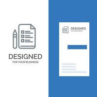 File Education Pen Pencil Grey Logo Design and Business Card Template vector