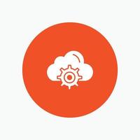 Cloud Setting Gear Computing white glyph icon vector