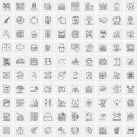 paquete de 100 iconos de líneas universales para móviles y web vector