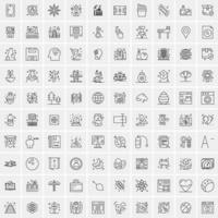 paquete de 100 iconos de líneas universales para móviles y web vector