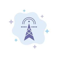 Electric Tower Electricity Power Tower Computing Blue Icon on Abstract Cloud Background vector