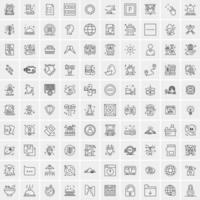 paquete de 100 iconos de líneas universales para móviles y web vector