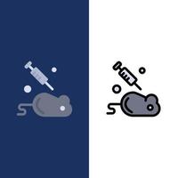 Experiment Laboratory Mouse Science  Icons Flat and Line Filled Icon Set Vector Blue Background