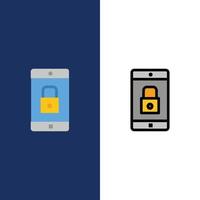 Application Lock Lock Application Mobile Mobile Application  Icons Flat and Line Filled Icon Set Vec vector