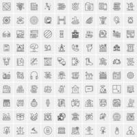 paquete de 100 iconos de líneas universales para móviles y web vector