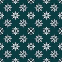 Vector seamless pattern of white snowflakes on dark green background