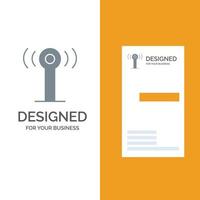 Service Signal Wifi Grey Logo Design and Business Card Template vector
