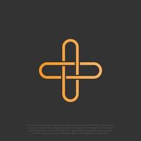 linked cross outline or plus logo for medical logo, linked arrow shine cute design logo vector