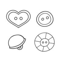 Monochrome icon set, decorative buttons for clothes, vector illustration in cartoon style