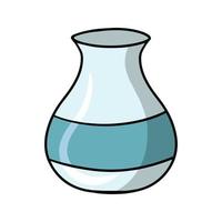 Tall beautiful flower vase, with blue stripe, jug, vector illustration in cartoon style on white background