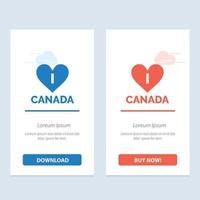 amor corazón canadá azul y rojo descargar y comprar ahora plantilla de tarjeta de widget web vector