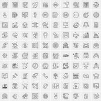 paquete de 100 iconos de líneas universales para móviles y web vector