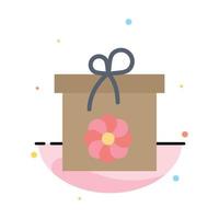 Gift Box Flower Spring Abstract Flat Color Icon Template vector