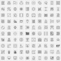 conjunto de 100 iconos de línea de negocios creativos vector