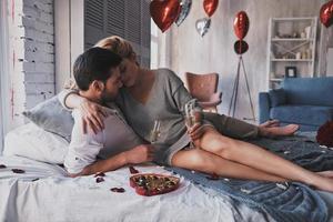 Couple celebrating Valentines day photo