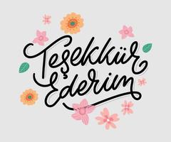 texto en turco gracias. letras. ilustración de tinta caligrafía de pincel moderno aislada sobre fondo blanco. diseño de camiseta. vector