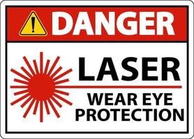 Danger Laser Wear Eye Protection Sign On White Background vector