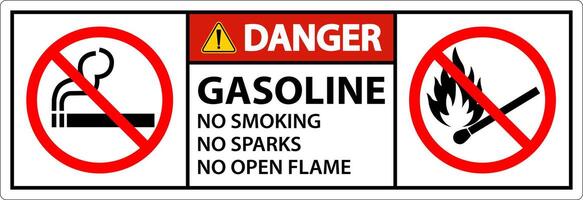 Danger Gasoline No Smoking Sparks Or Open Flames Sign vector