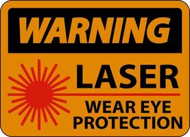 Warning Laser Wear Eye Protection Sign On White Background vector