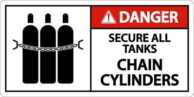 Danger Sign Secure All Tanks, Chain Cylinders vector