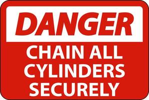 Danger Sign Chain All Cylinders Securely vector