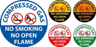 Compressed Gas No Smoking No Open Flame Floor Sign vector