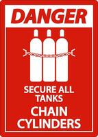 Danger Sign Secure All Tanks, Chain Cylinders vector