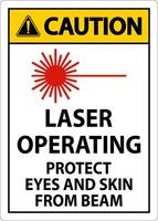 Caution Laser Operating Protect Eyes And Skin From Beam Sign vector