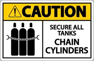 Caution Sign Secure All Tanks, Chain Cylinders vector