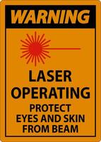 Warning Laser Operating Protect Eyes And Skin From Beam Sign vector