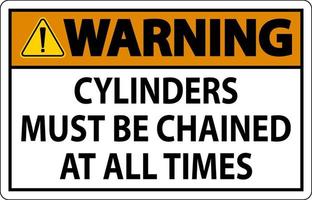 Warning Sign Cylinders Must Be Chained At All Times vector