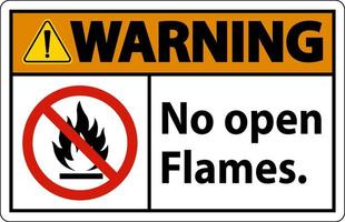 Warning No Open Flames Label Sign On White Background vector