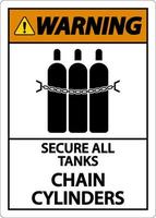 Warning Sign Secure All Tanks, Chain Cylinders vector